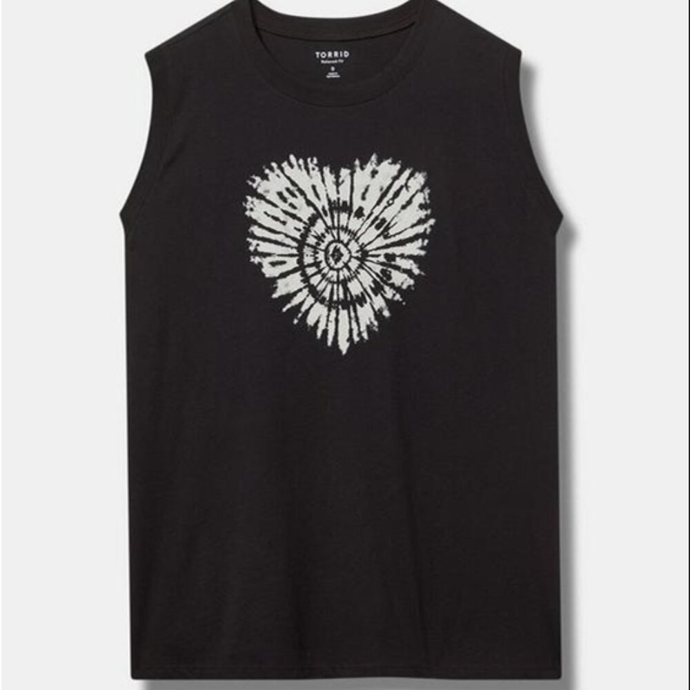 Torrid size 2 2X Tie-Dye Heart Relaxed Heritage Jersey Tee graphic tank top